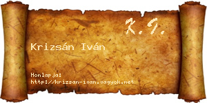 Krizsán Iván névjegykártya